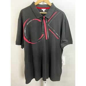 NWT CALVIN KLEIN MEN'S PINK BLACK SHORT SLEEVE POLO RUGBY SHIRT XXL 2XL